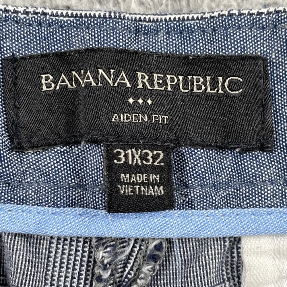 Banana Republic Pants Mens 31x32 Gray Aiden Fit Glen Plaid Chino Cotton Trousers